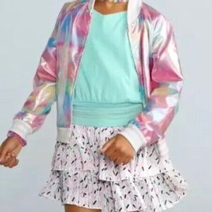 American Girl Truly Me Sweet Street Iridescent Bomber Jacket Girls 7/8 EUC